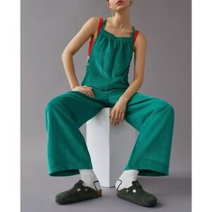 BDG Urban Outfitters Georgie Corduroy Overalls Size S Green Wide Leg Jumpsuit